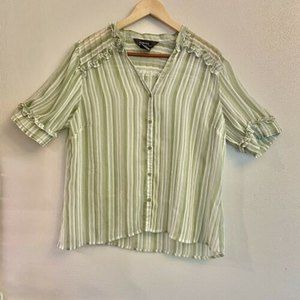 George Designs‎ By Mark Eisen Sage Color Blouse Size XL Ruffle Blouse